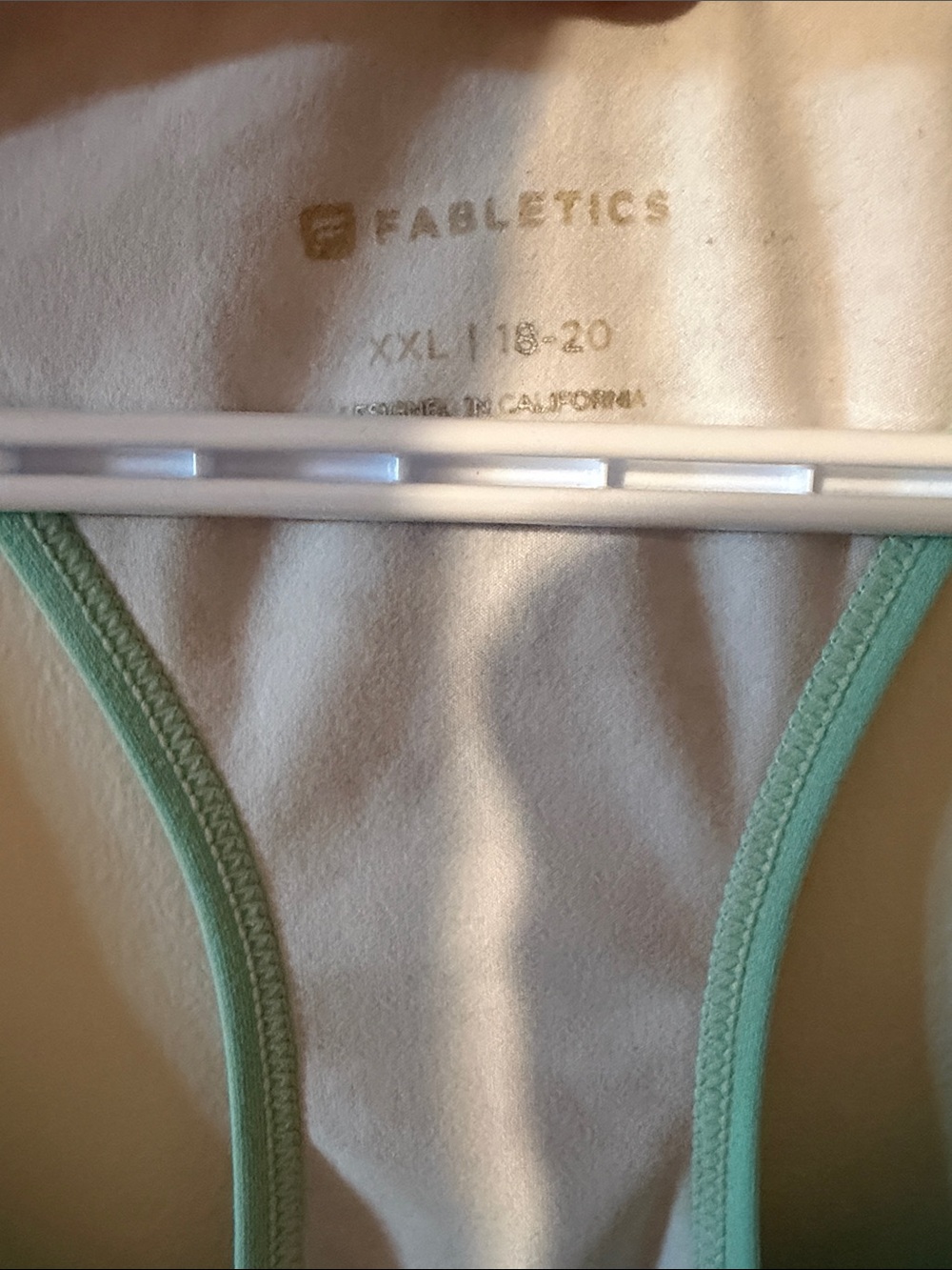 Fabletics Mint Green Racerback Tank with Patterned Straps - Picture 2 of 3